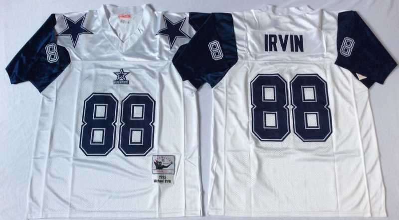 Cowboys 88 Michael Irvin White M&N Throwback Jersey